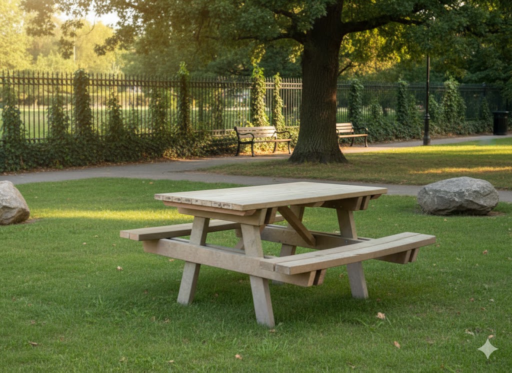 mesa de madera plastica picnic