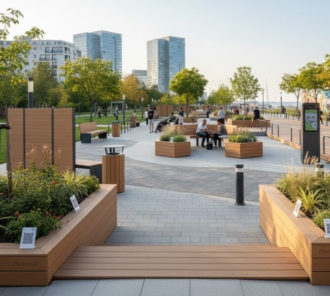 otros elementos de mobiliario urbano de plástico reciclado